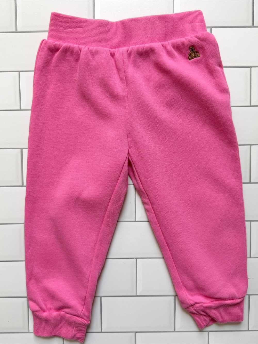 18-24M🩷 Baby GAP Fleece Lined Bubblegum Pink Cozy Cotton Sweatpants Joggers